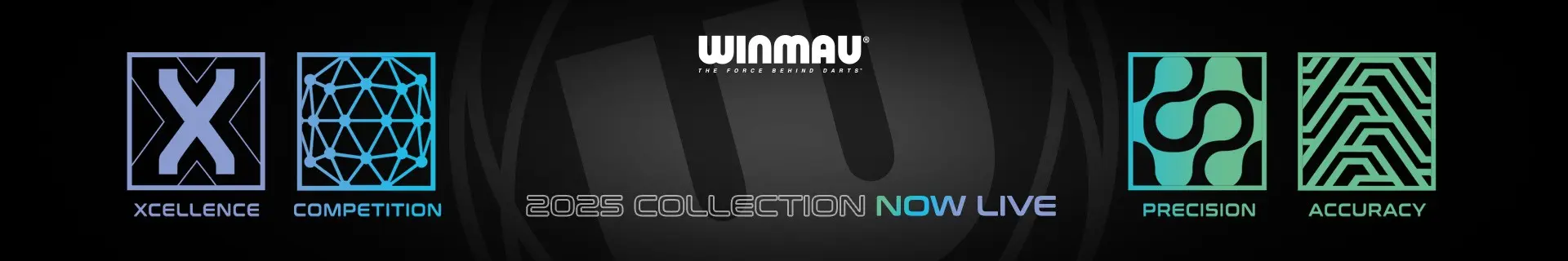 Dartboard with Winmau Blade 360 branding and PDC logo, featuring triple core technology and perfect symmetry design on a dark background.